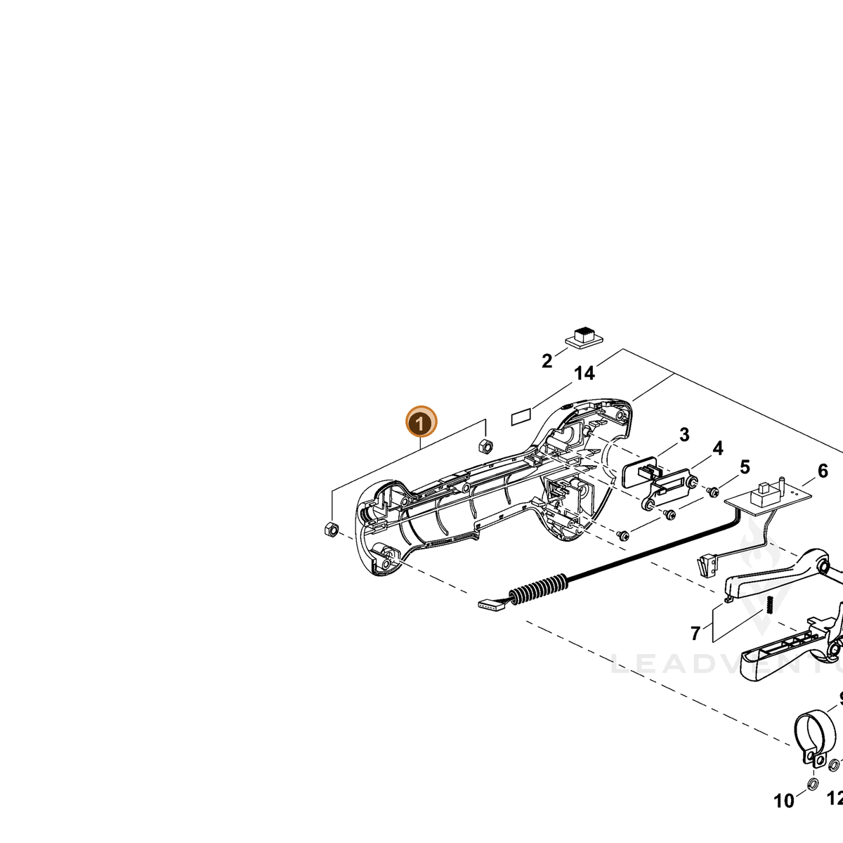 ECHO part P022033630 — IPL diagram snippet (6x zoom, amber highlight)