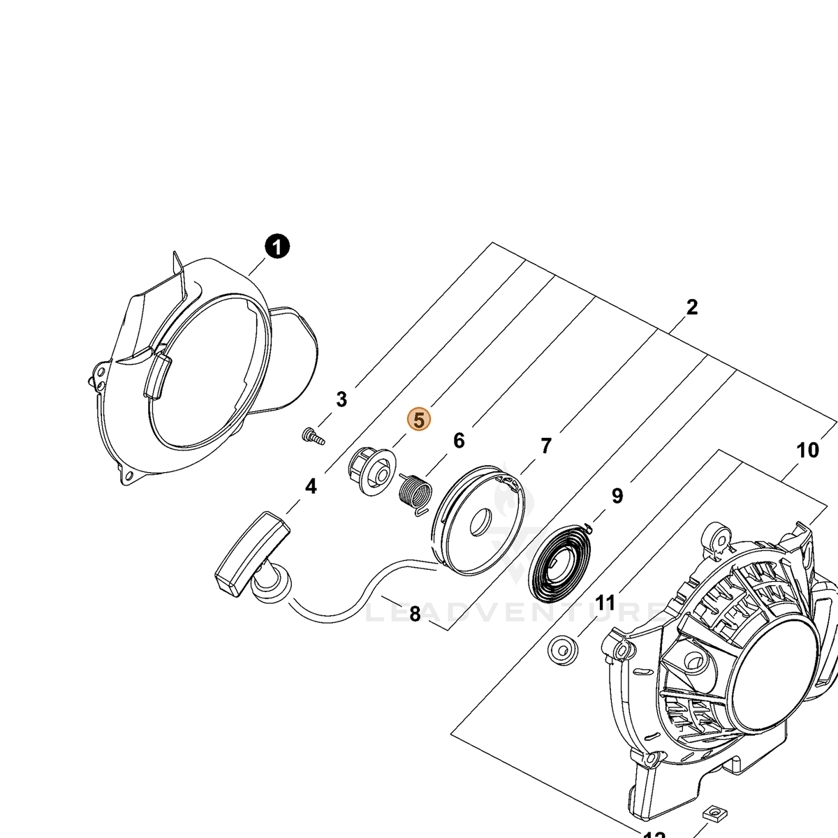 ECHO part P022033830 — IPL diagram snippet (6x zoom, amber highlight)
