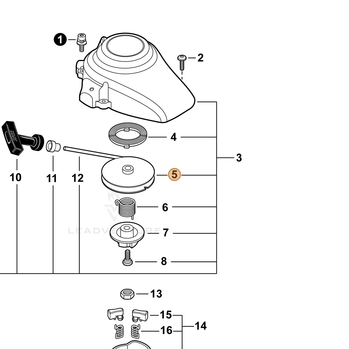 ECHO part P022034080 — IPL diagram snippet (6x zoom, amber highlight)