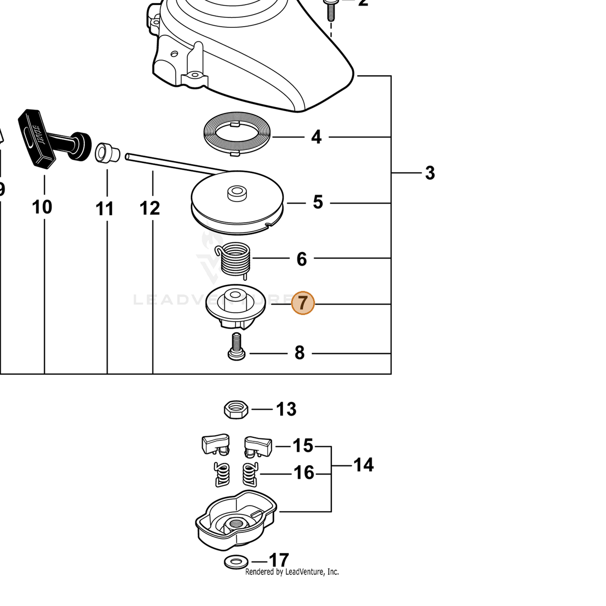 ECHO part P022034090 — IPL diagram snippet (6x zoom, amber highlight)