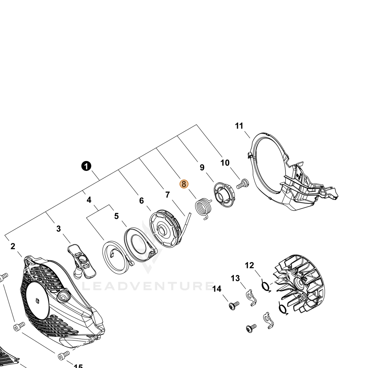 ECHO part P022036670 — IPL diagram snippet (6x zoom, amber highlight)