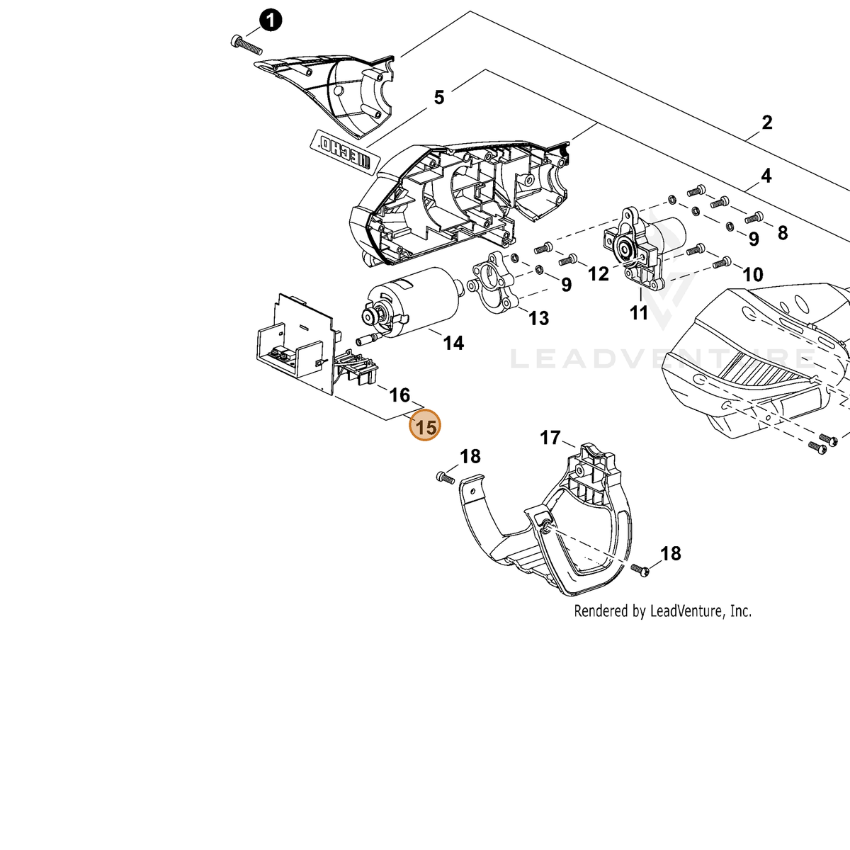 ECHO part P022036710 — IPL diagram snippet (6x zoom, amber highlight)