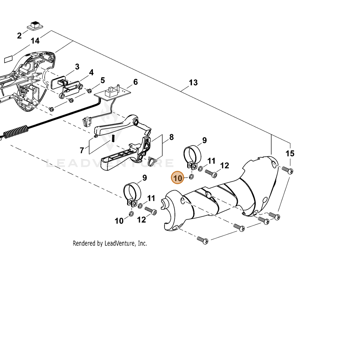 ECHO part P022036730 — IPL diagram snippet (6x zoom, amber highlight)