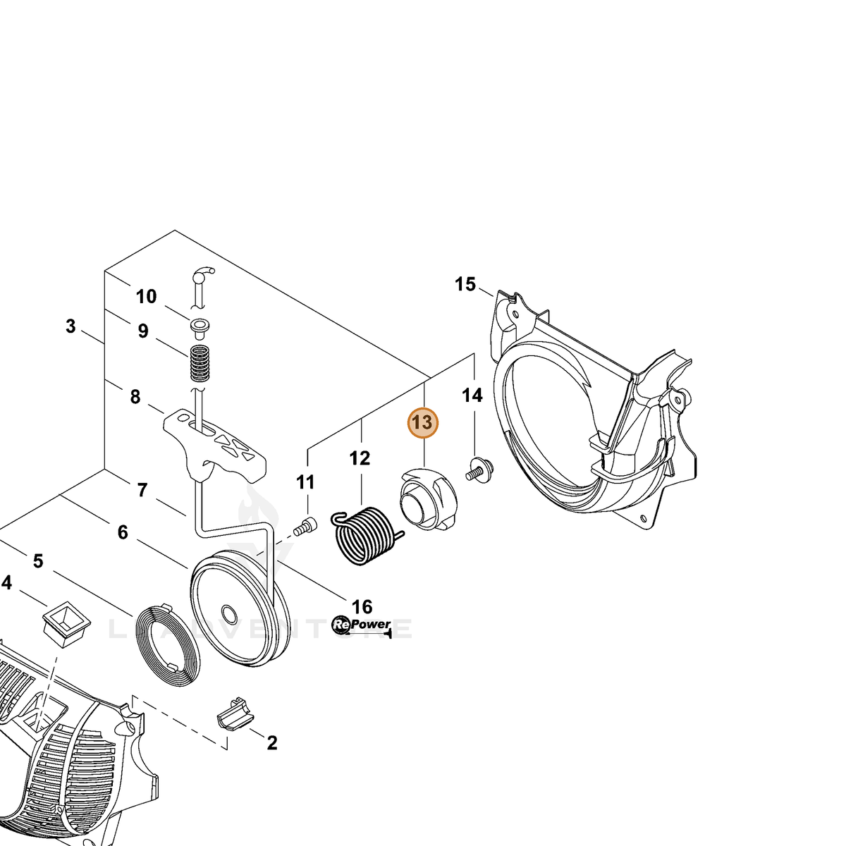 ECHO part P022036750 — IPL diagram snippet (6x zoom, amber highlight)