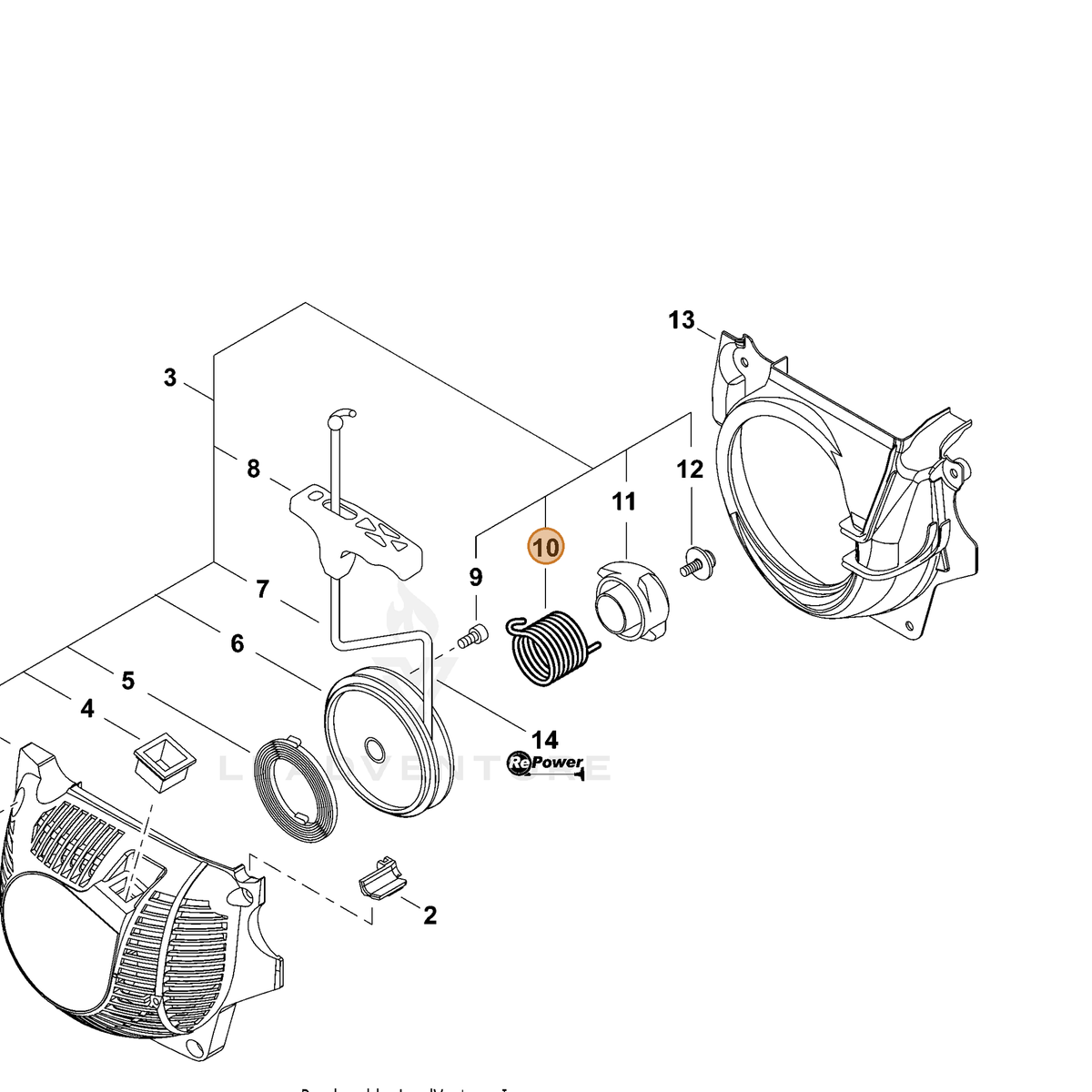 ECHO part P022036760 — IPL diagram snippet (6x zoom, amber highlight)