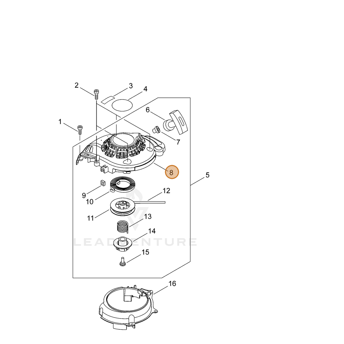ECHO part P022036941 — IPL diagram snippet (6x zoom, amber highlight)