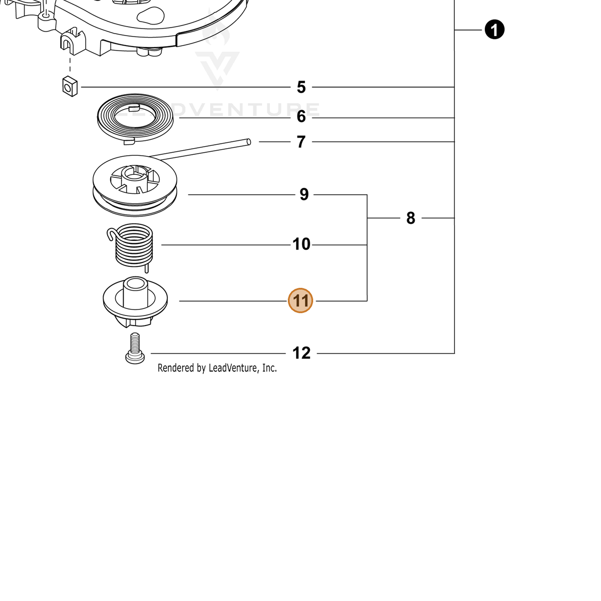 ECHO part P022037310 — IPL diagram snippet (6x zoom, amber highlight)