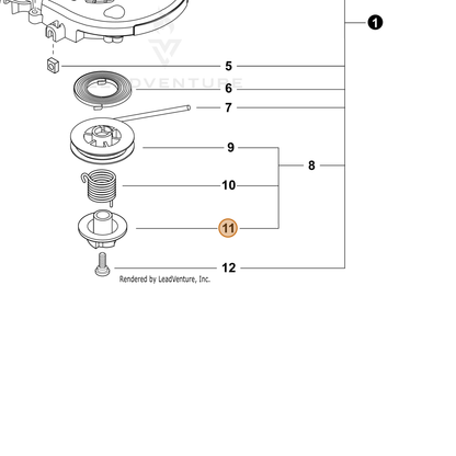 ECHO part P022037310 — IPL diagram snippet (6x zoom, amber highlight)