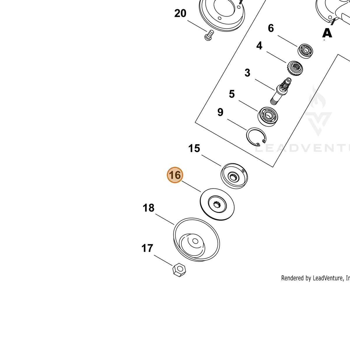 ECHO part P022037810 — IPL diagram snippet (6x zoom, amber highlight)