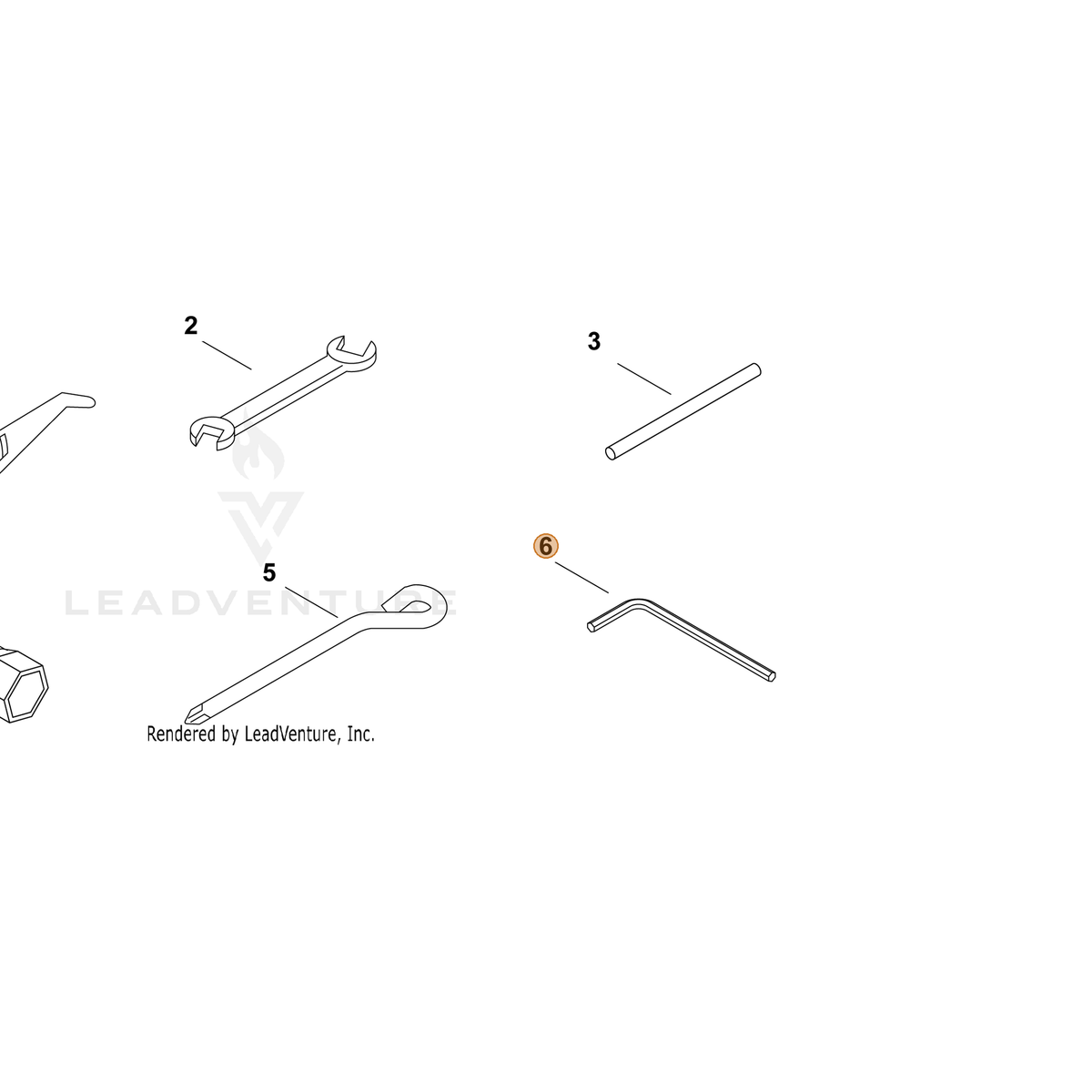 ECHO part P022038030 — IPL diagram snippet (6x zoom, amber highlight)