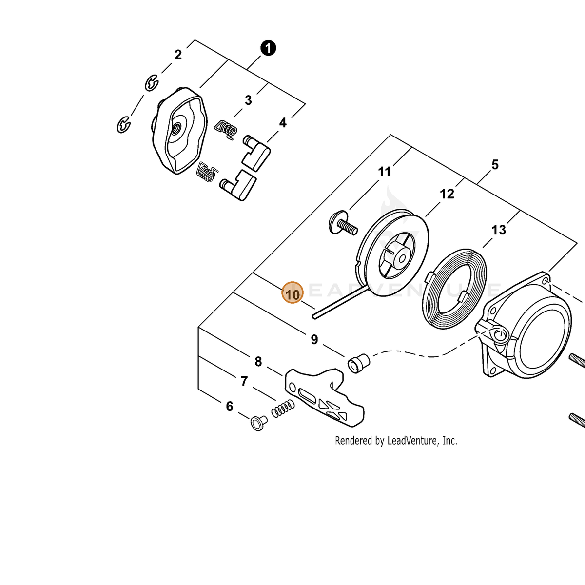 ECHO part P022038570 — IPL diagram snippet (6x zoom, amber highlight)