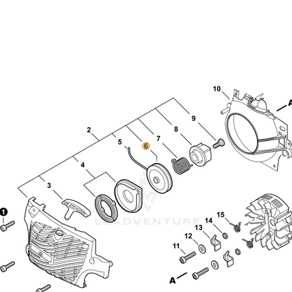 ECHO part P022039040 — IPL diagram snippet (6x zoom, amber highlight)