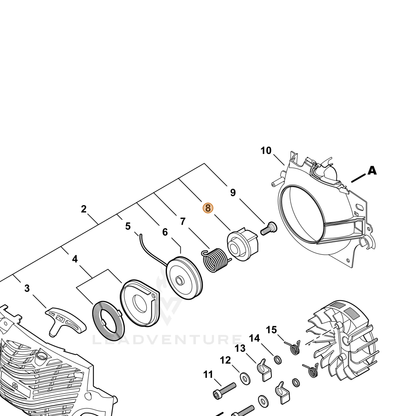 ECHO part P022039060 — IPL diagram snippet (6x zoom, amber highlight)