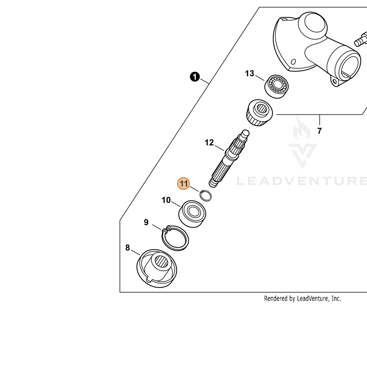 ECHO part P022039250 — IPL diagram snippet (6x zoom, amber highlight)