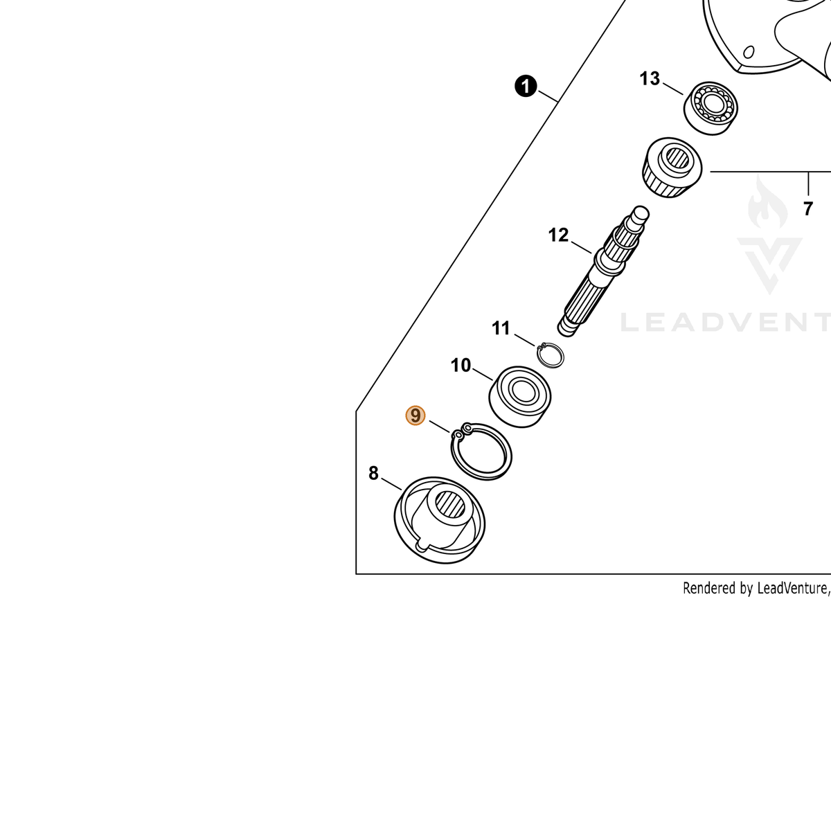 ECHO part P022039270 — IPL diagram snippet (6x zoom, amber highlight)