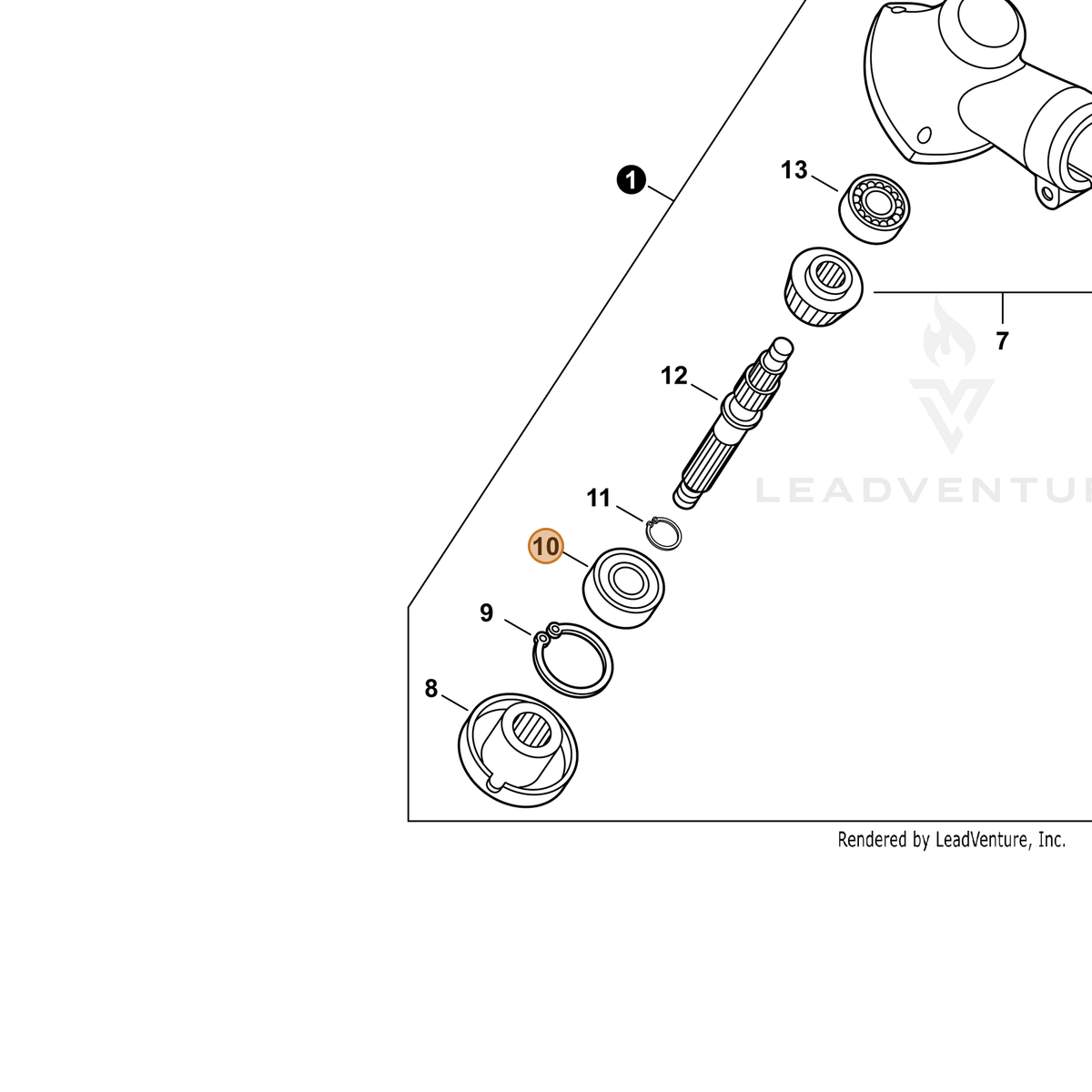 ECHO part P022039860 — IPL diagram snippet (6x zoom, amber highlight)