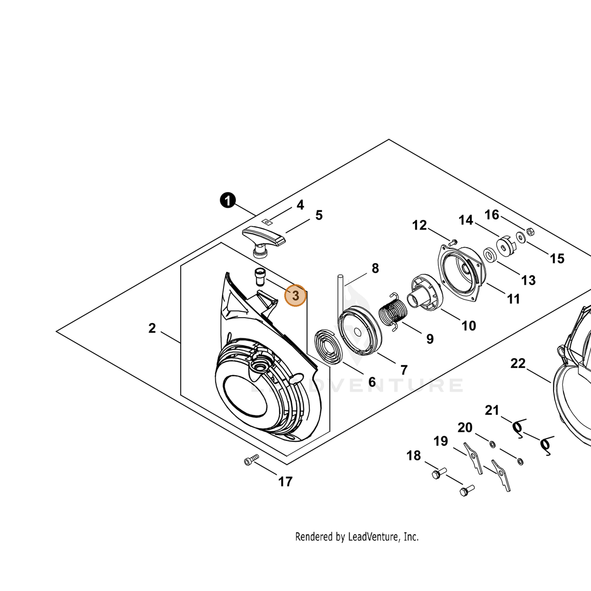 ECHO part P022039940 — IPL diagram snippet (6x zoom, amber highlight)