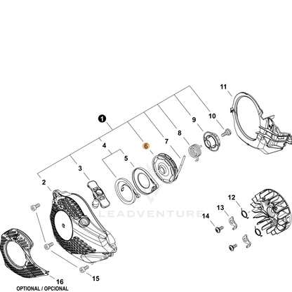 ECHO part P022040050 — IPL diagram snippet (6x zoom, amber highlight)