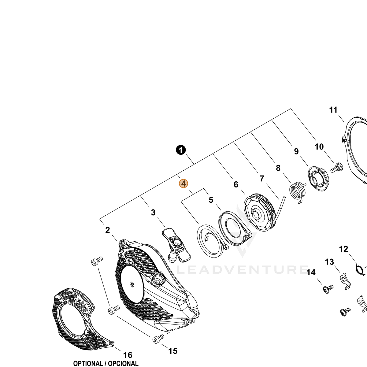 ECHO part P022040060 — IPL diagram snippet (6x zoom, amber highlight)