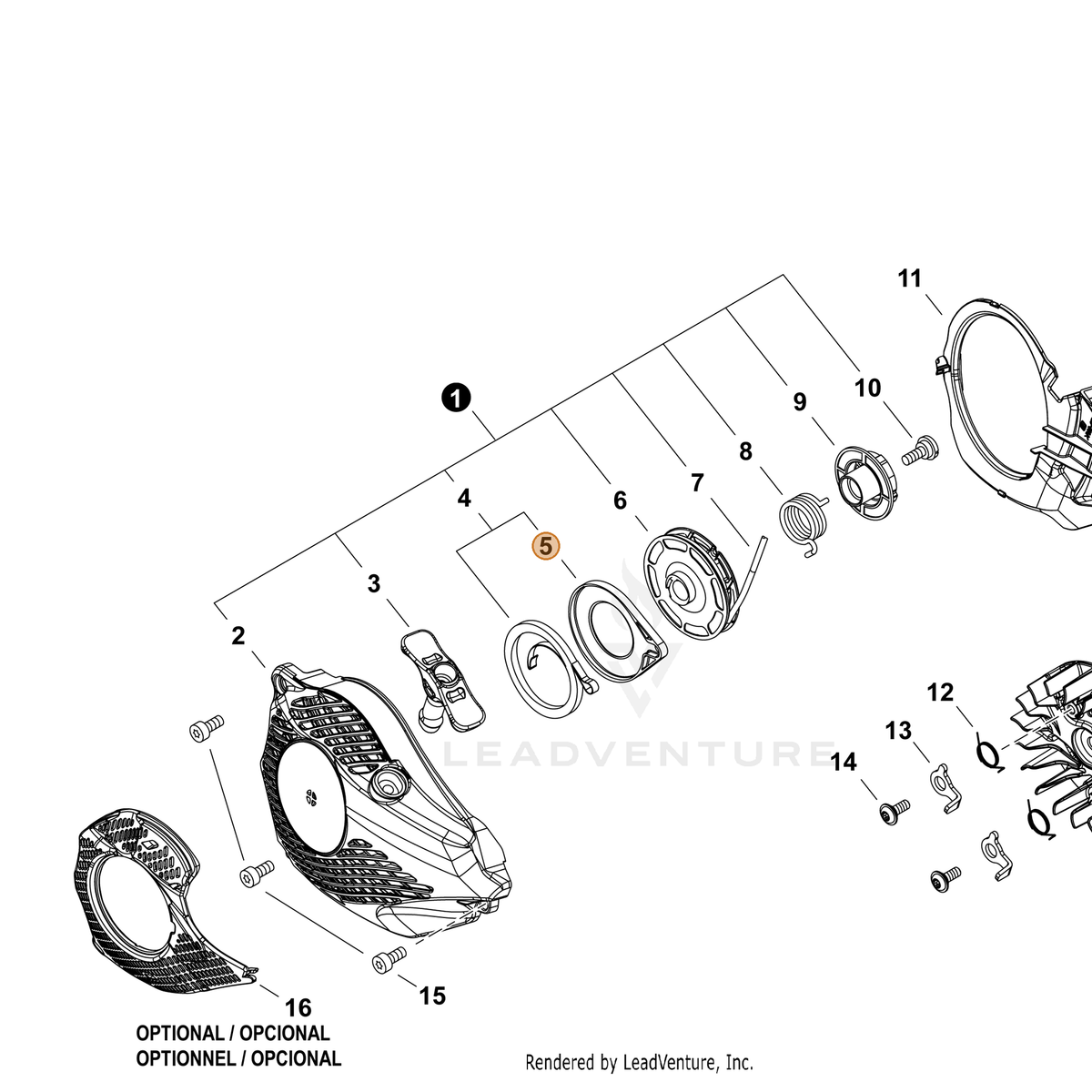 ECHO part P022040070 — IPL diagram snippet (6x zoom, amber highlight)