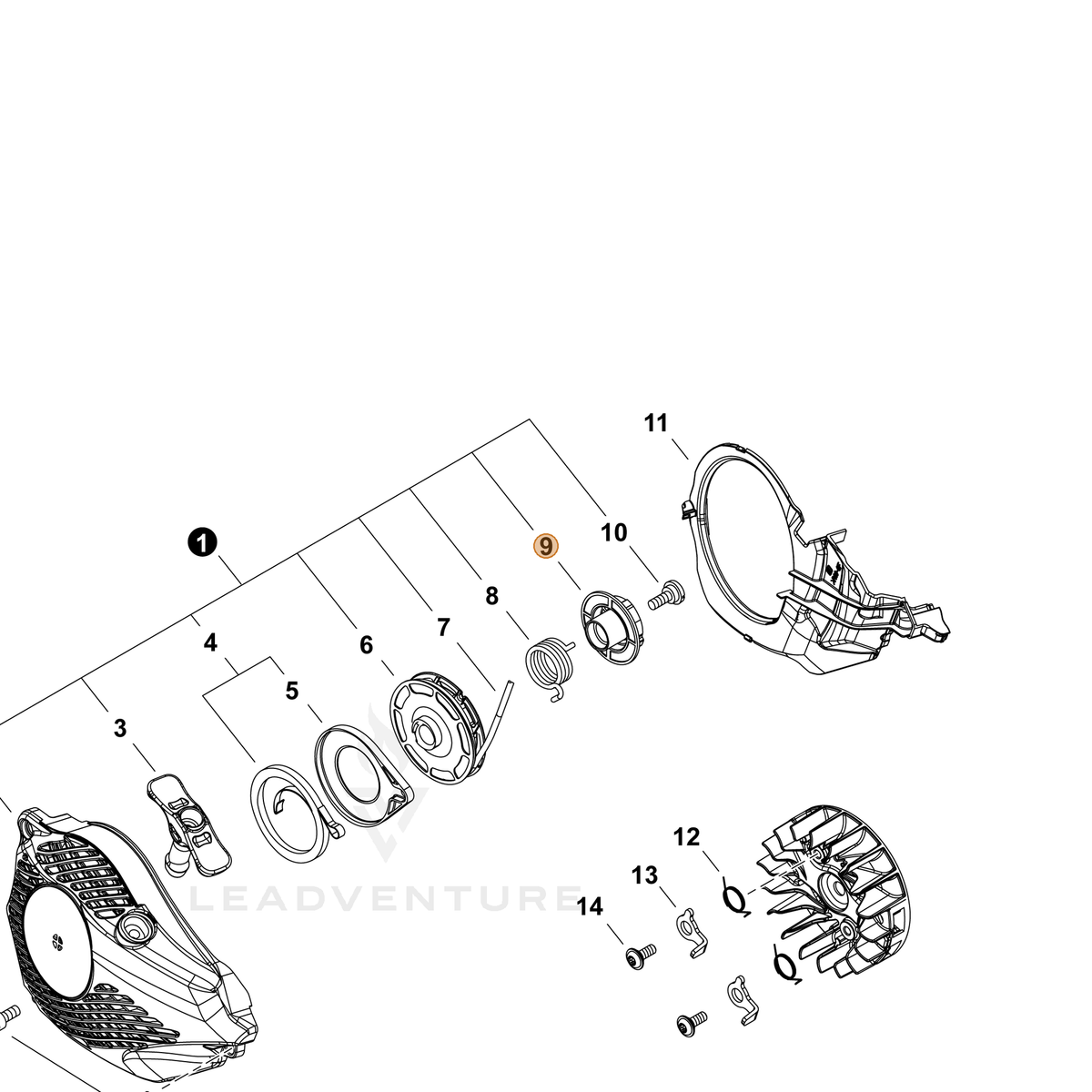 ECHO part P022040080 — IPL diagram snippet (6x zoom, amber highlight)