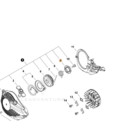 ECHO part P022040080 — IPL diagram snippet (6x zoom, amber highlight)