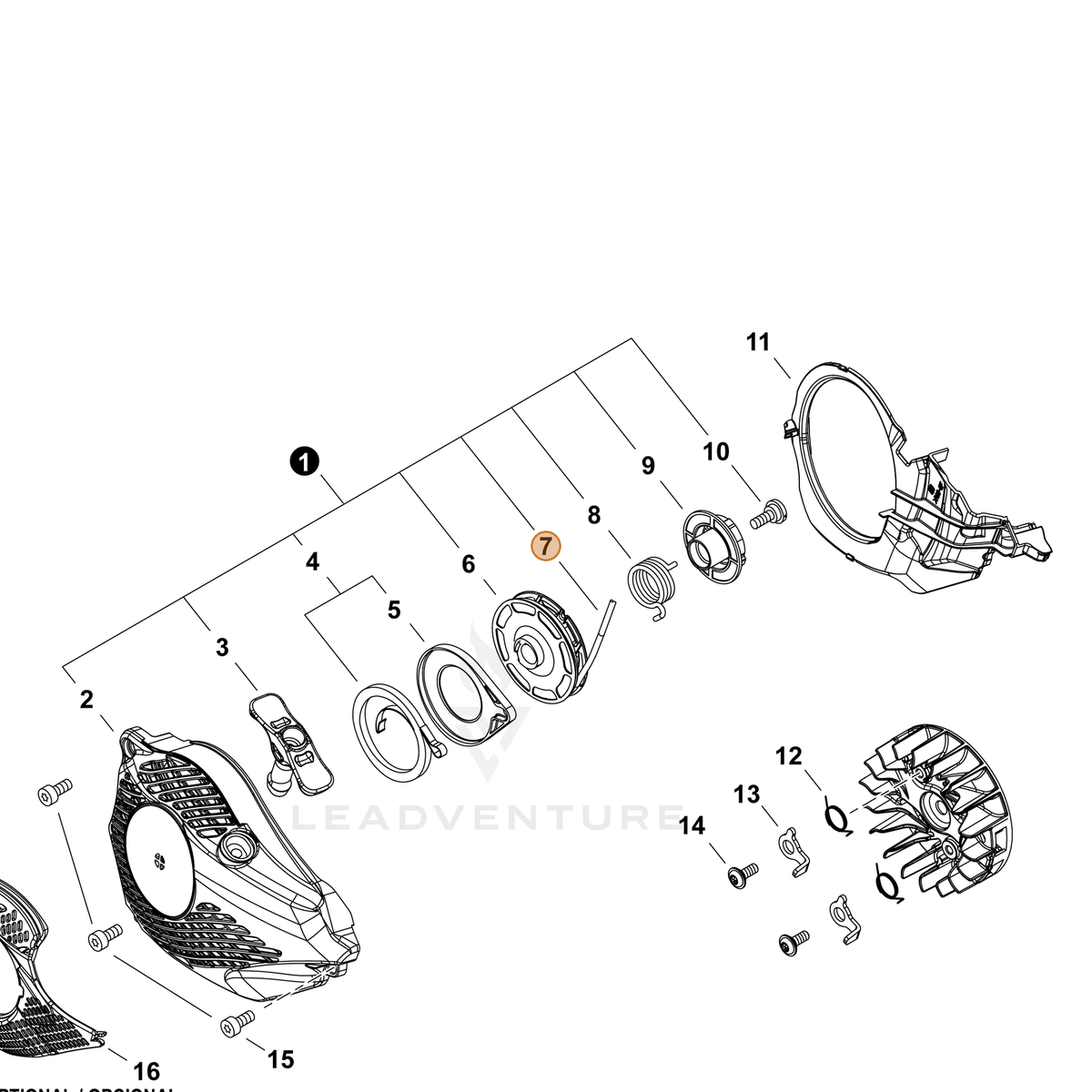 ECHO part P022040090 — IPL diagram snippet (6x zoom, amber highlight)