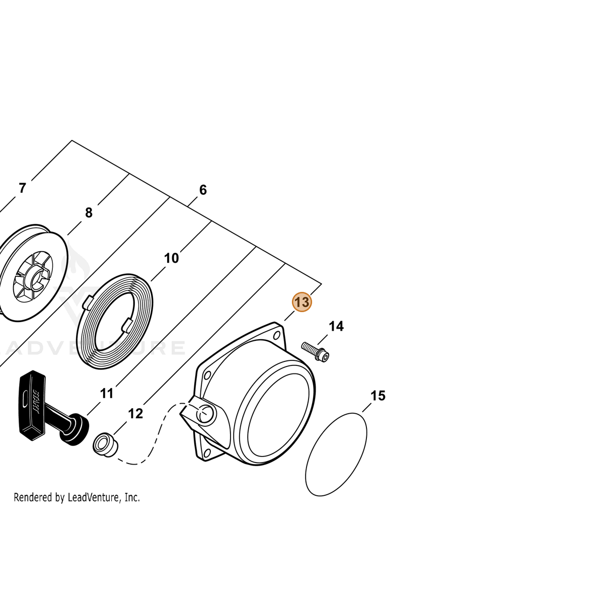 ECHO part P022043270 — IPL diagram snippet (6x zoom, amber highlight)