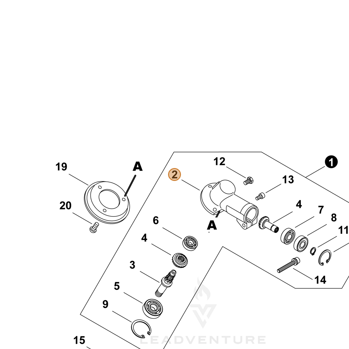 ECHO part P022043290 — IPL diagram snippet (6x zoom, amber highlight)
