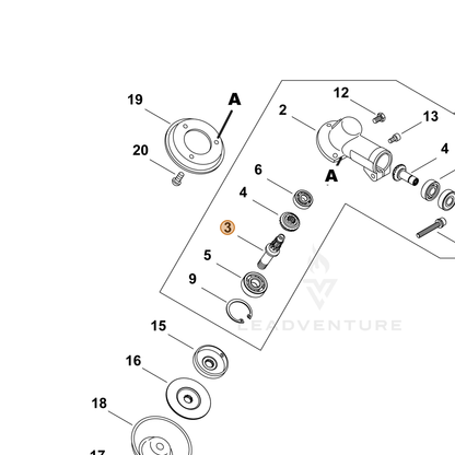 ECHO part P022043300 — IPL diagram snippet (6x zoom, amber highlight)