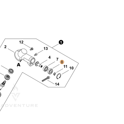 ECHO part P022043360 — IPL diagram snippet (6x zoom, amber highlight)