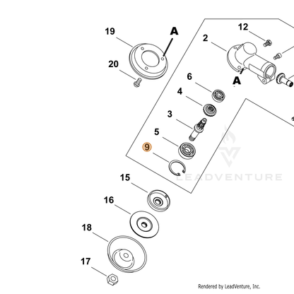ECHO part P022043370 — IPL diagram snippet (6x zoom, amber highlight)
