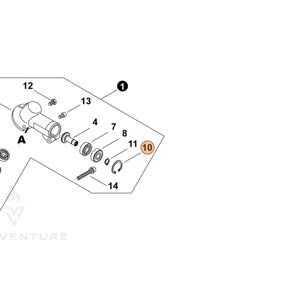 ECHO part P022043380 — IPL diagram snippet (6x zoom, amber highlight)