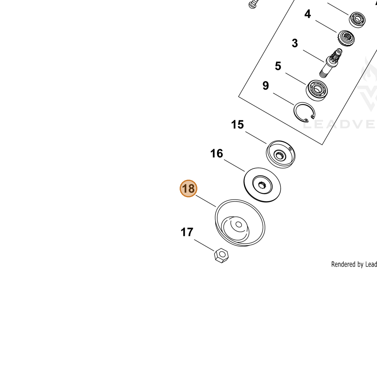 ECHO part P022043440 — IPL diagram snippet (6x zoom, amber highlight)