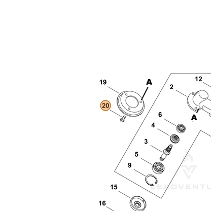ECHO part P022043460 — IPL diagram snippet (6x zoom, amber highlight)