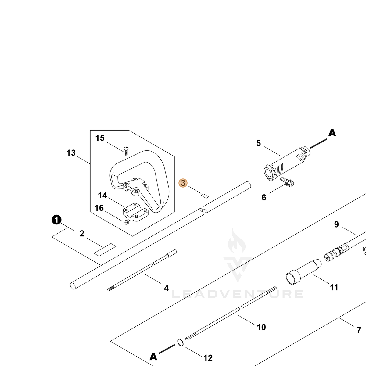 ECHO part P022043480 — IPL diagram snippet (6x zoom, amber highlight)