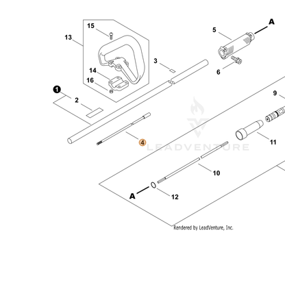 ECHO part P022043490 — IPL diagram snippet (6x zoom, amber highlight)