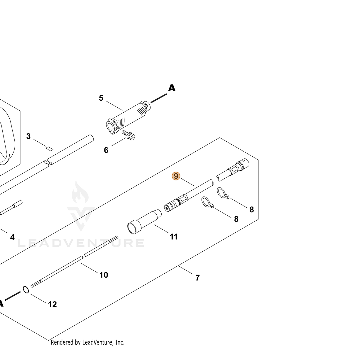 ECHO part P022043530 — IPL diagram snippet (6x zoom, amber highlight)