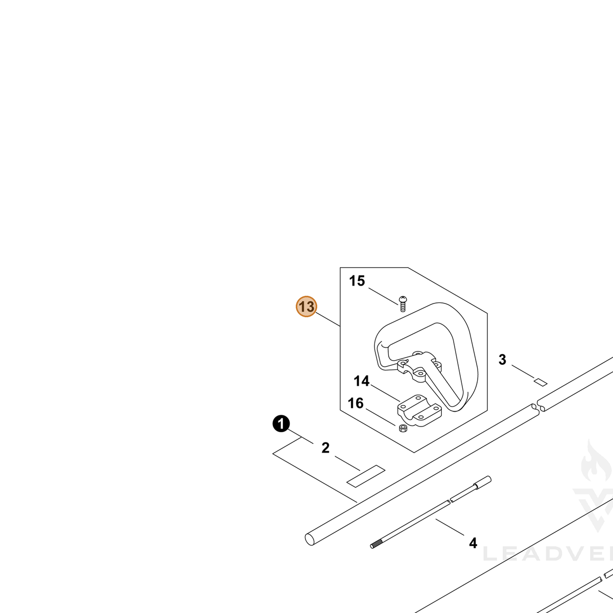 ECHO part P022043540 — IPL diagram snippet (6x zoom, amber highlight)