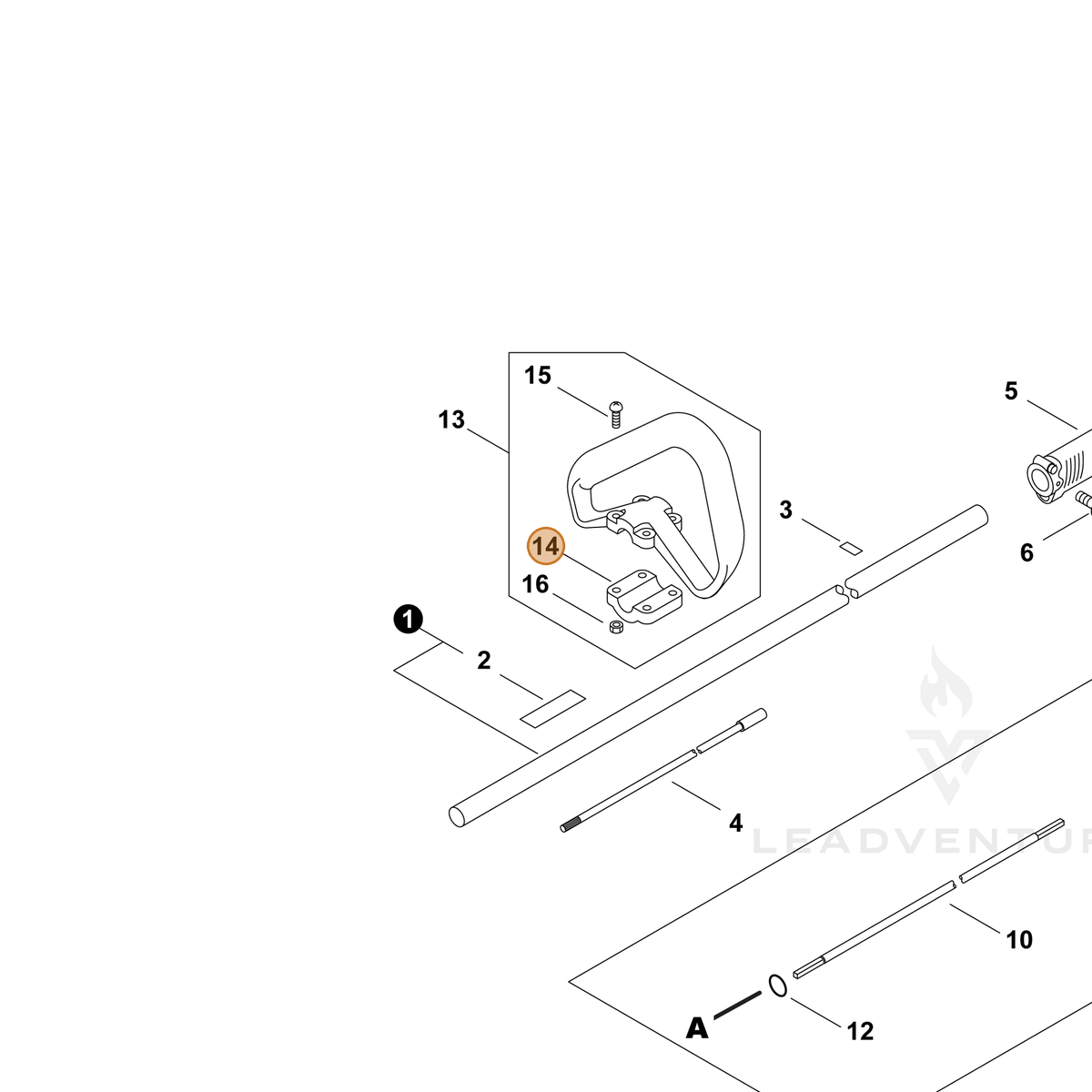 ECHO part P022043550 — IPL diagram snippet (6x zoom, amber highlight)