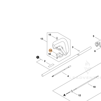 ECHO part P022043550 — IPL diagram snippet (6x zoom, amber highlight)