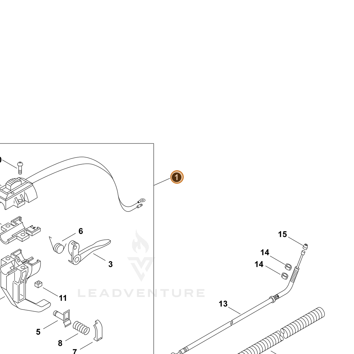 ECHO part P022043570 — IPL diagram snippet (6x zoom, amber highlight)