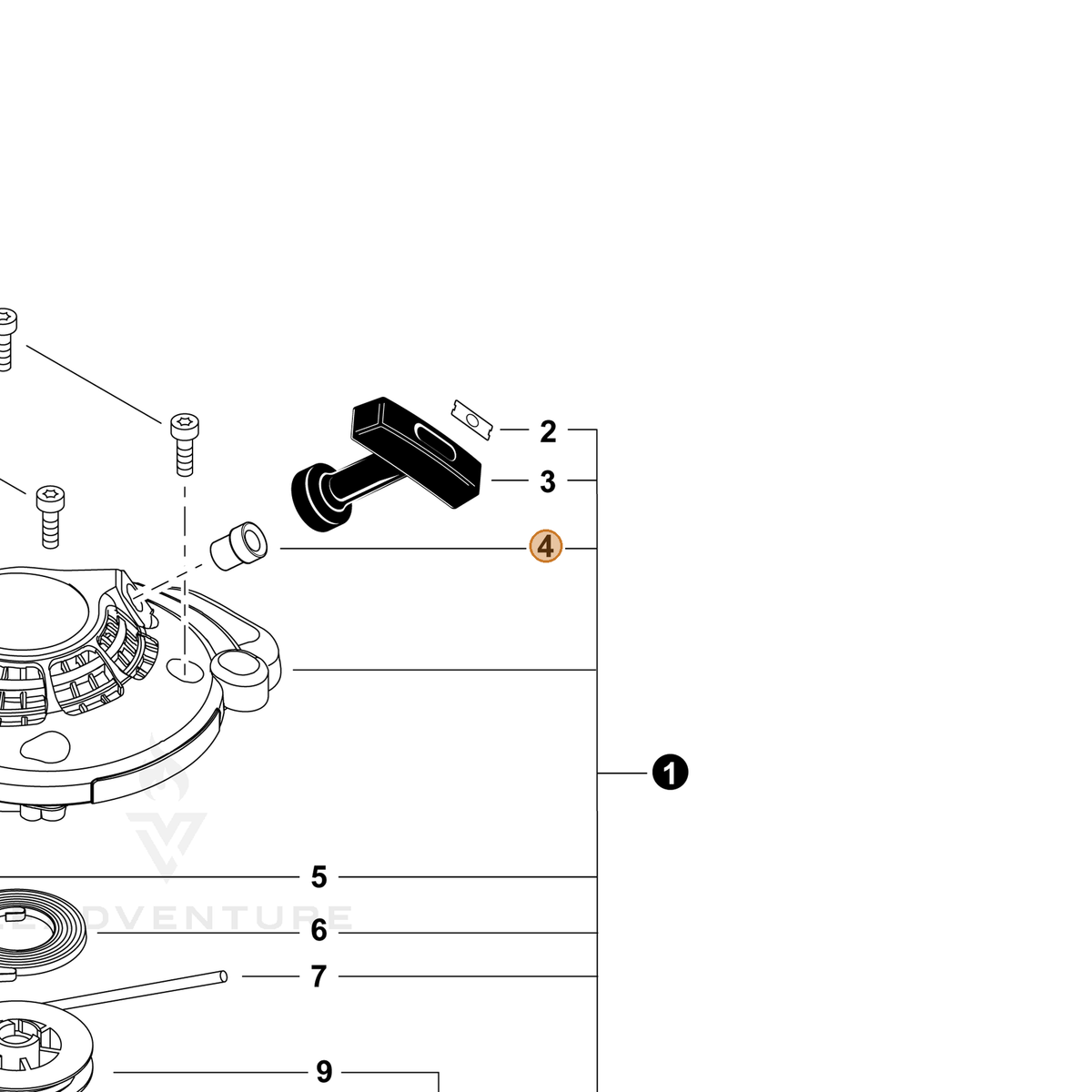 ECHO part P022045770 — IPL diagram snippet (6x zoom, amber highlight)