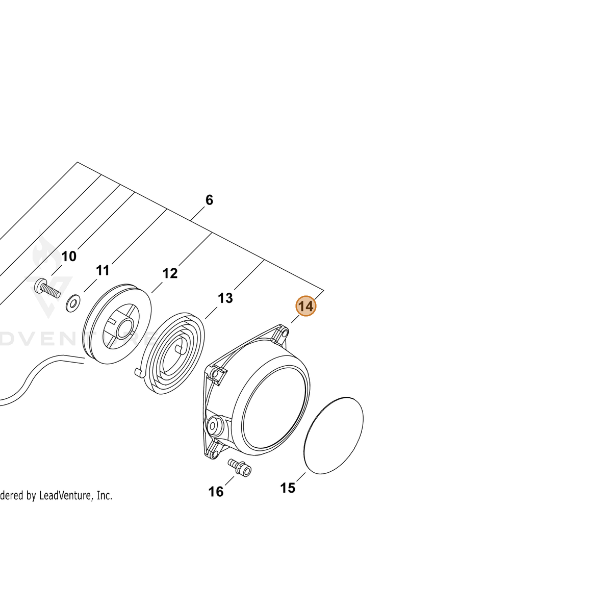 ECHO part P022047670 — IPL diagram snippet (6x zoom, amber highlight)