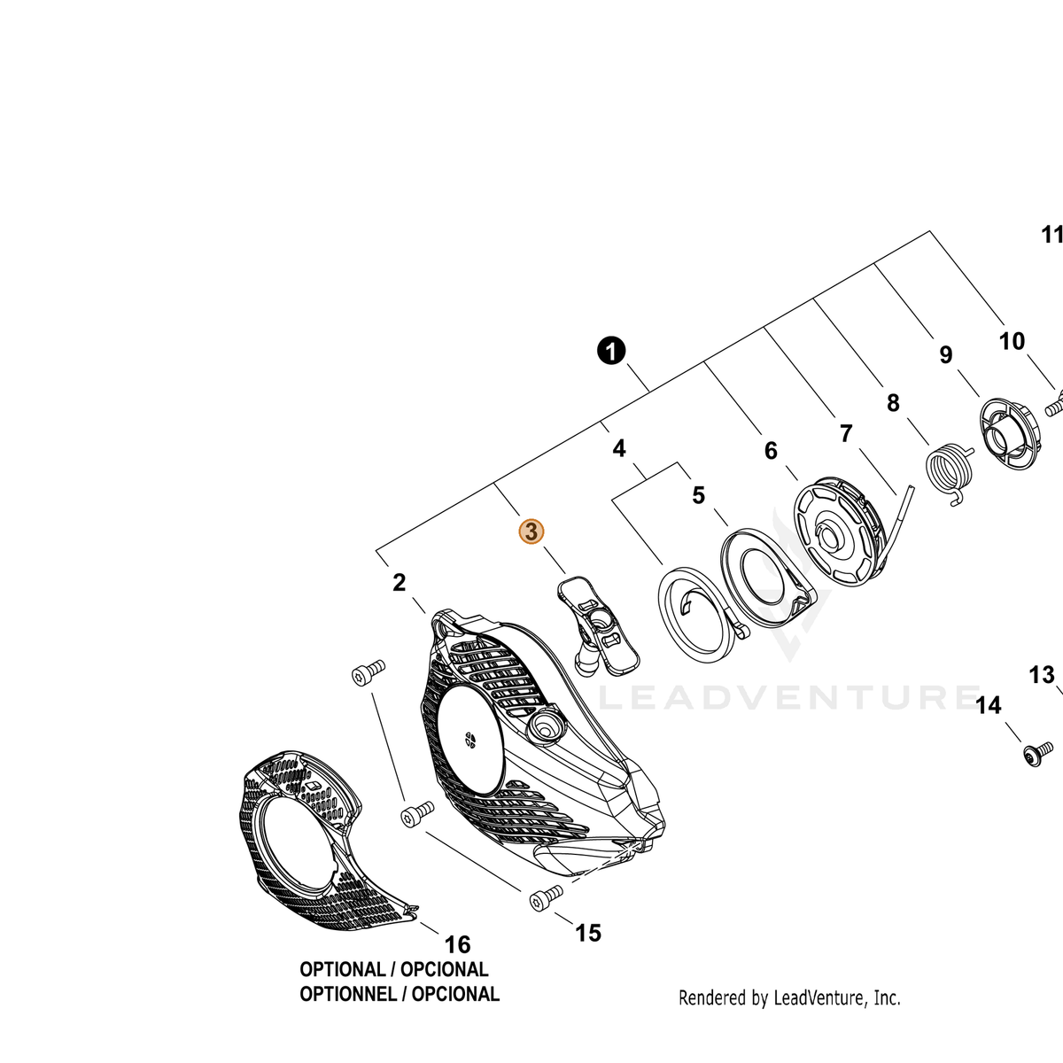 ECHO part P022048980 — IPL diagram snippet (6x zoom, amber highlight)