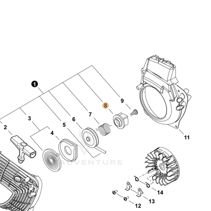 ECHO part P022050430 — IPL diagram snippet (6x zoom, amber highlight)