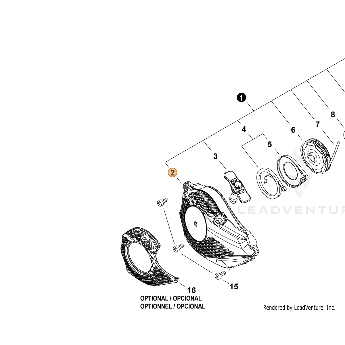 ECHO part P022051080 — IPL diagram snippet (6x zoom, amber highlight)