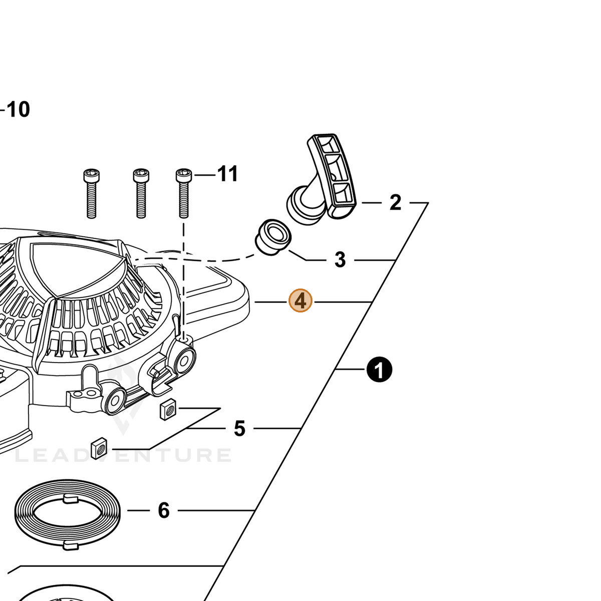 ECHO part P022051640 — IPL diagram snippet (6x zoom, amber highlight)