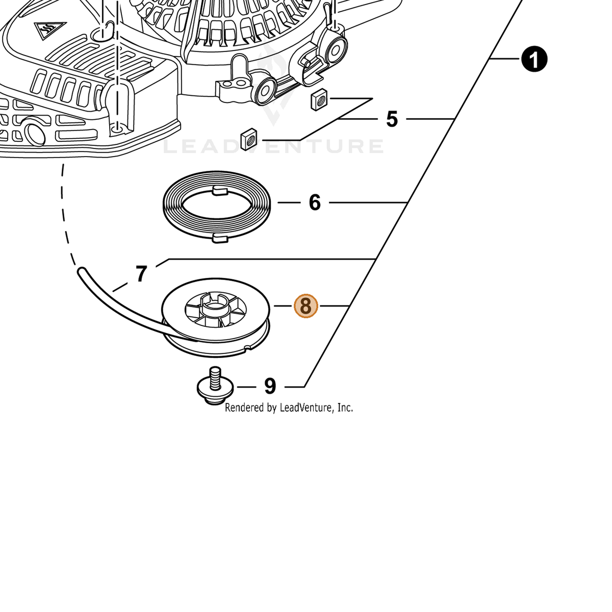 ECHO part P022051650 — IPL diagram snippet (6x zoom, amber highlight)