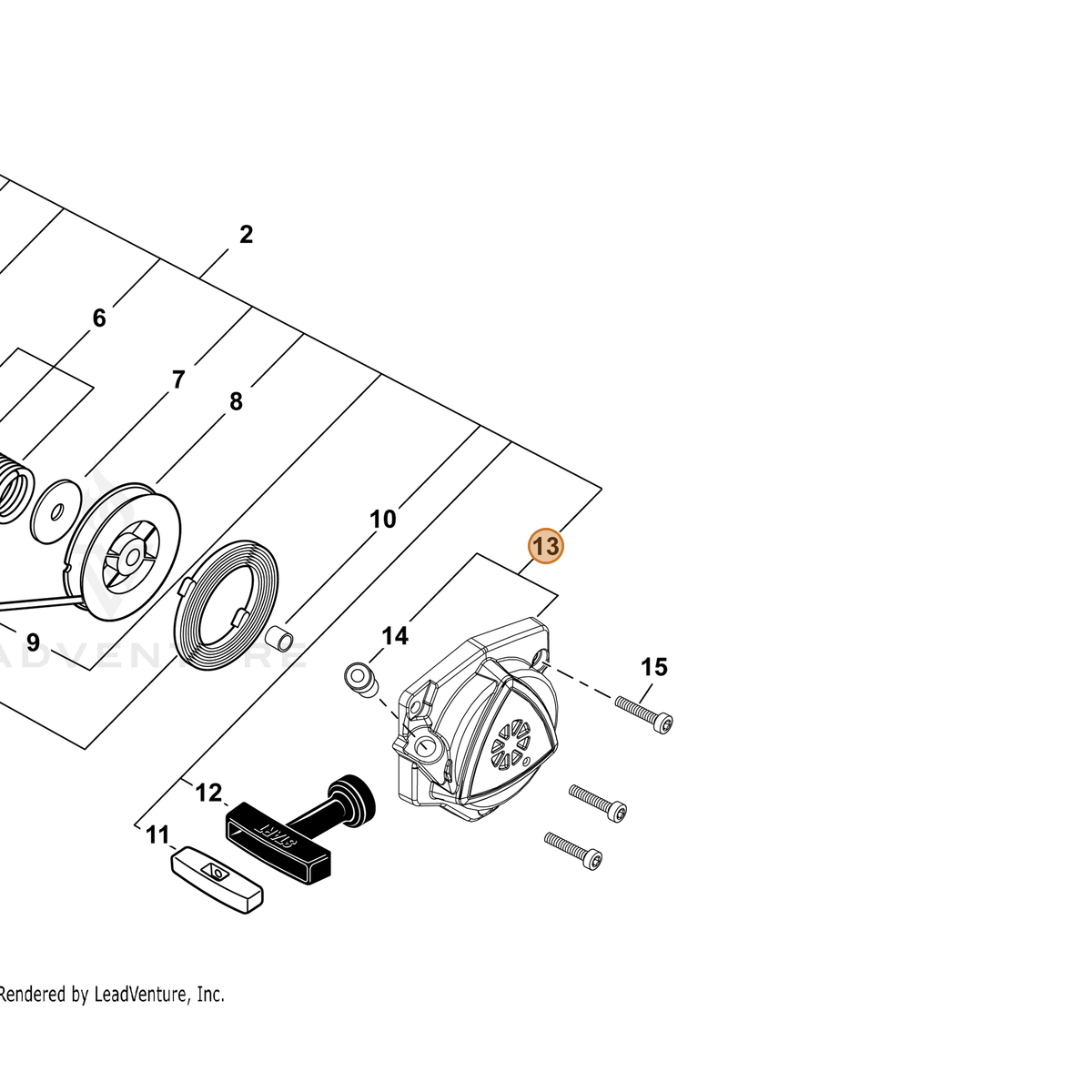 ECHO part P022052810 — IPL diagram snippet (6x zoom, amber highlight)